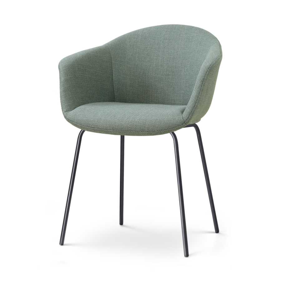 Nora-Otis eetkamerstoel saliegroen - zwart onderstel afbeelding 1