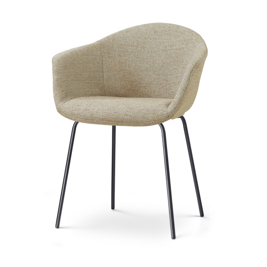 Nora-Otis eetkamerstoel taupe melange - zwart onderstel Nora-Otis eetkamerstoel taupe melange - zwart onderstel afbeelding 1