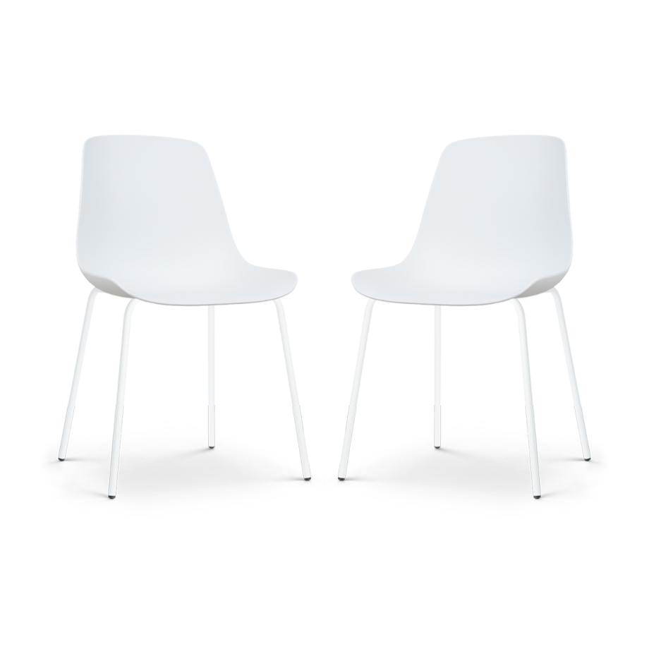 Nora-Pip eetkamerstoel wit - wit onderstel - set van 2 afbeelding 1