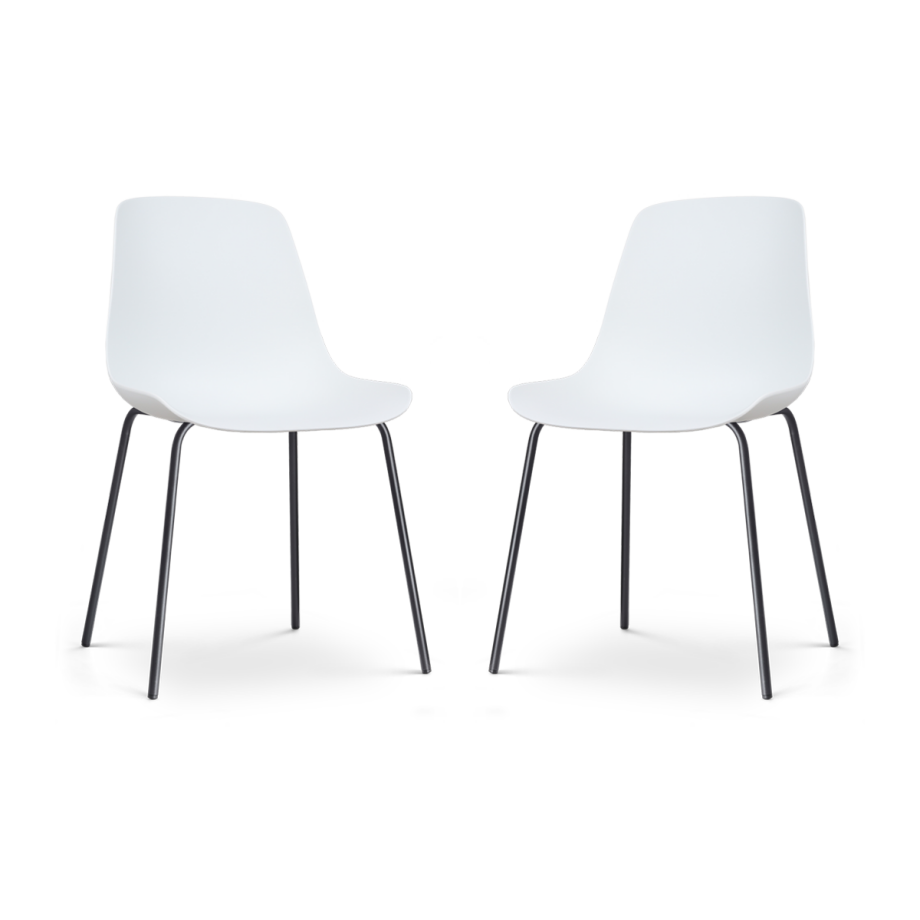 Nora-Pip eetkamerstoel wit - zwart onderstel - set van 2 afbeelding 1