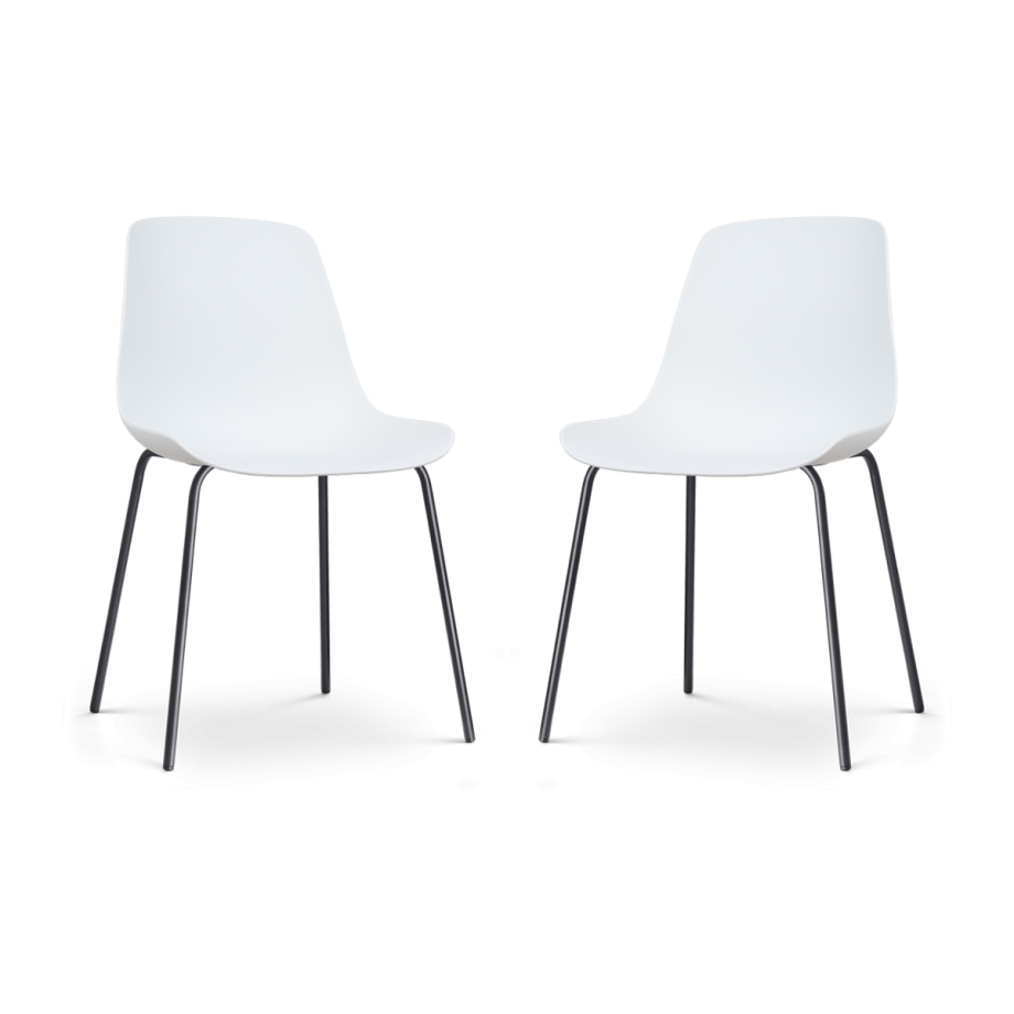 Nora-Pip eetkamerstoel wit - zwart onderstel - set van 2 Nora-Pip eetkamerstoel wit - zwart onderstel - set van 2 afbeelding 1