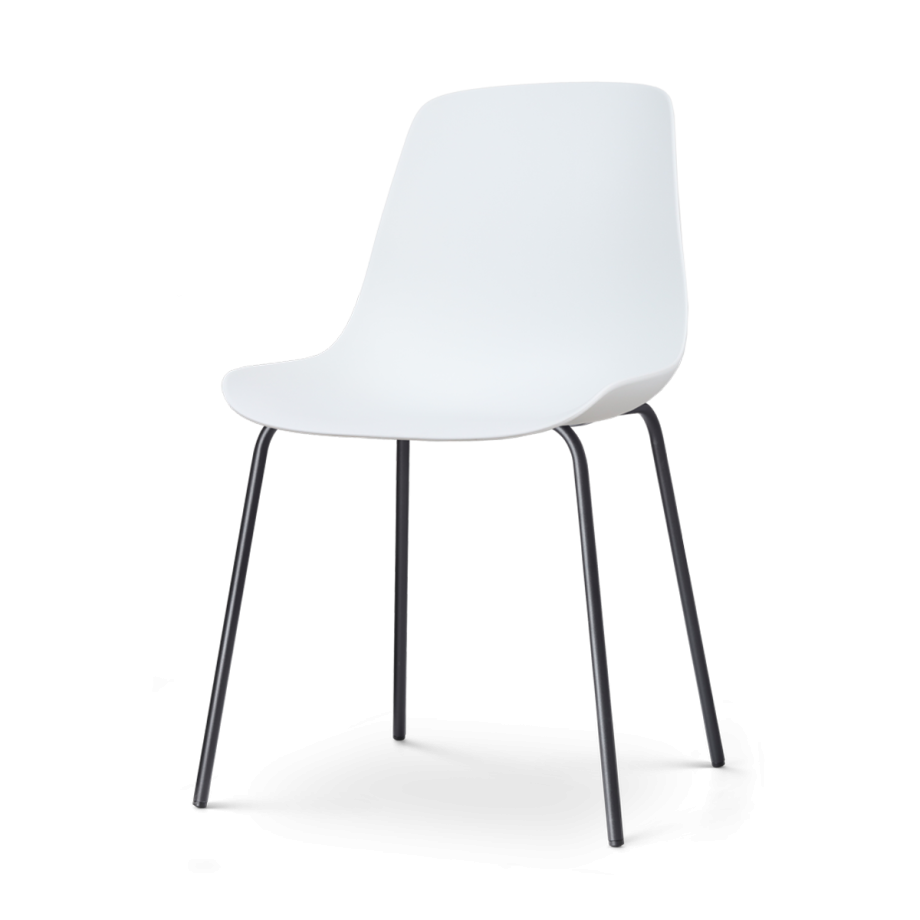 Nora-Pip eetkamerstoel wit - zwart onderstel afbeelding 1