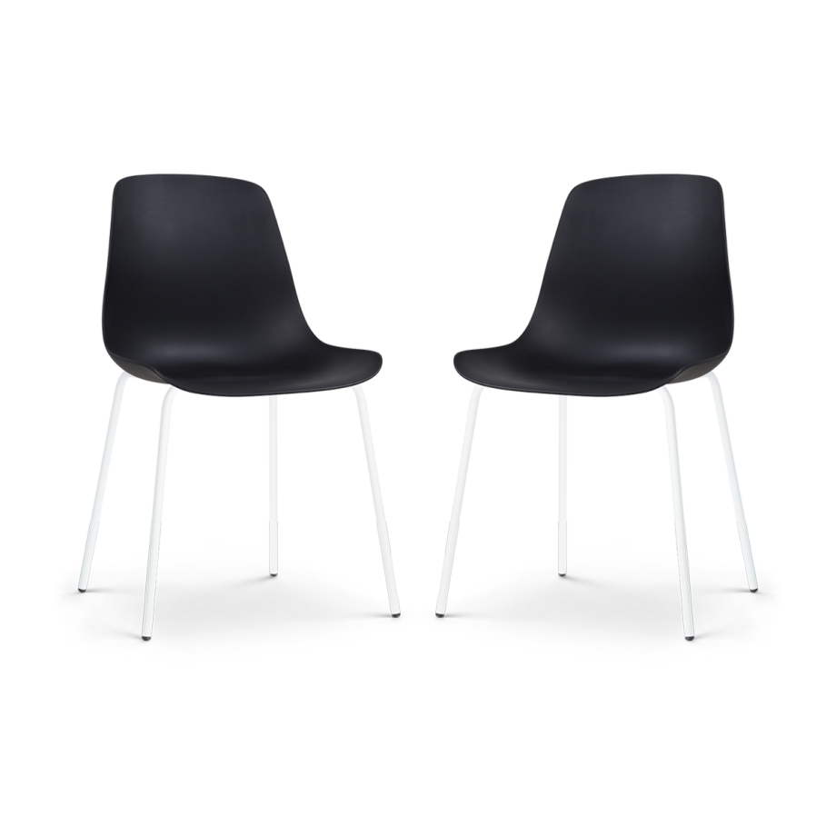 Nora-Pip eetkamerstoel zwart - wit onderstel - set van 2 afbeelding 1