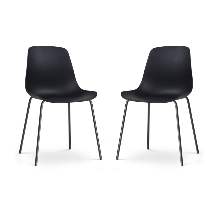Nora-Pip eetkamerstoel zwart - zwart onderstel - set van 2 afbeelding 1