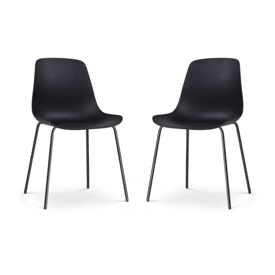 Nora-Pip eetkamerstoel zwart - zwart onderstel - set van 2 afbeelding 1