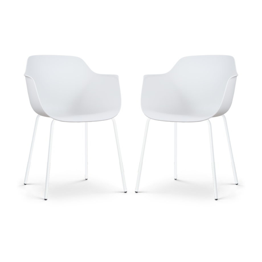 Nora-Puk eetkamerstoel wit - wit onderstel - set van 2 afbeelding 1