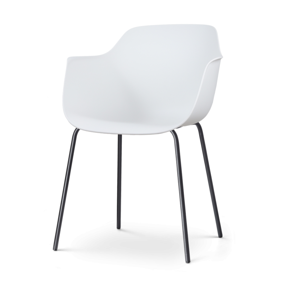 Nora-Puk eetkamerstoel wit - zwart onderstel afbeelding 1