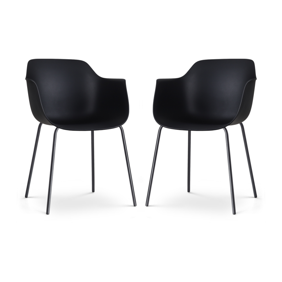 Nora-Puk eetkamerstoel zwart - zwart onderstel - set van 2 Nora-Puk eetkamerstoel zwart - zwart onderstel - set van 2 afbeelding 1