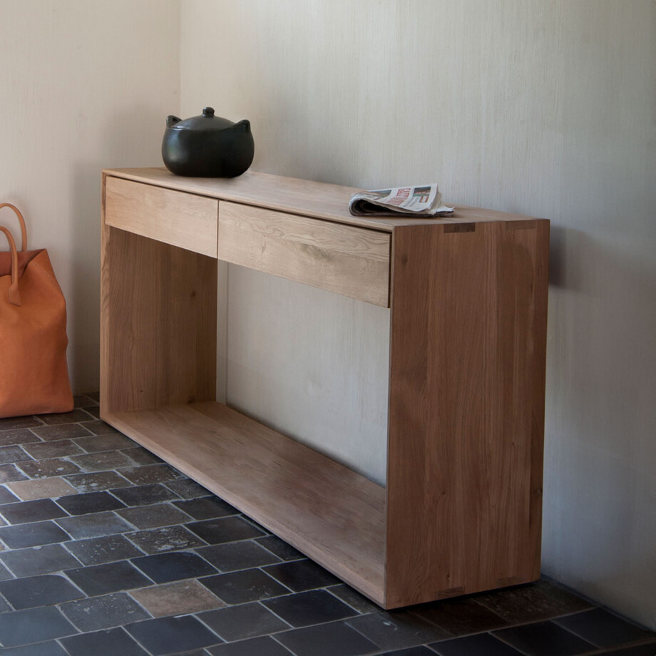 Ethnicraft Sidetable 'Nordic' Geolied Eikenhout, 120cm Ethnicraft Sidetable 'Nordic' Geolied Eikenhout, 120cm afbeelding