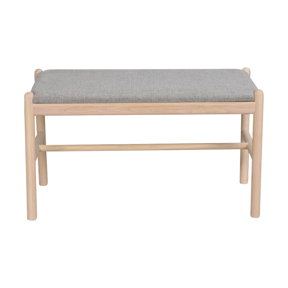 Milford eikenhouten bankje whitewash - met zitkussen - 80 x 46 cm Milford eikenhouten bankje whitewash - met zitkussen - 80 x 46 cm afbeelding 1