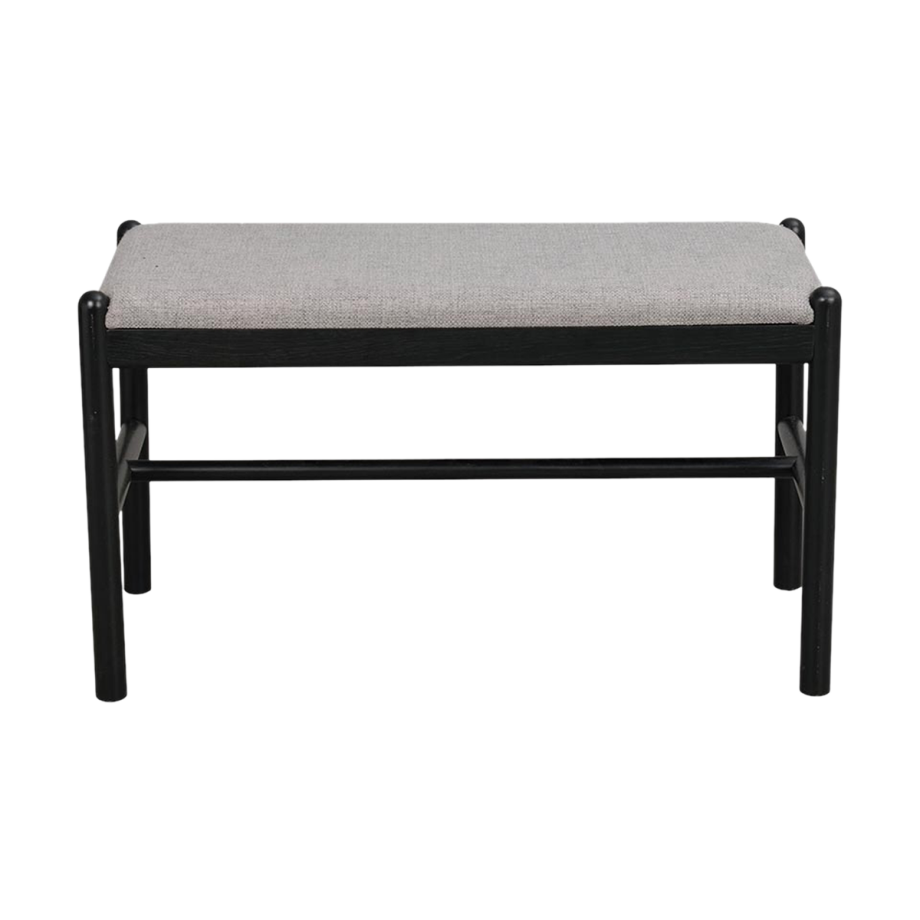 Milford eikenhouten bankje zwart - met zitkussen - 80 x 46 cm Milford eikenhouten bankje zwart - met zitkussen - 80 x 46 cm afbeelding 1