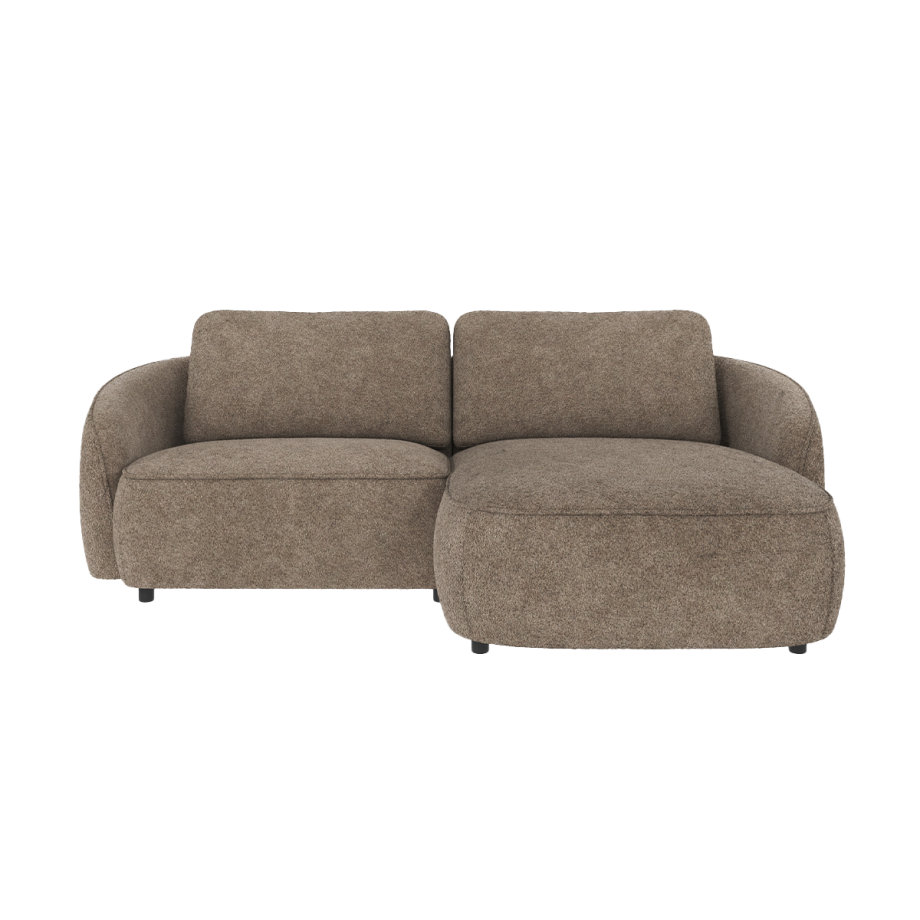 Norris gestoffeerde 3-zits hoekbank bruin - rechts - 226 cm afbeelding 1