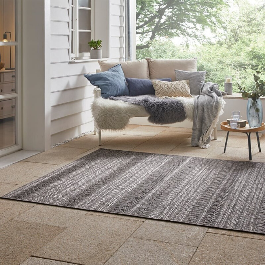 Buitenkleed Arrows - Antraciet 230x160cm - Polypropyleen - Dekbed-Discounter.nl afbeelding 