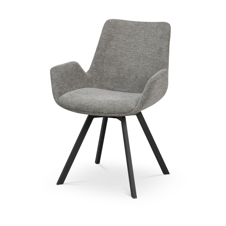 Norwell draaibare eetkamerstoel grijs - zwart onderstel Norwell draaibare eetkamerstoel grijs - zwart onderstel afbeelding 1