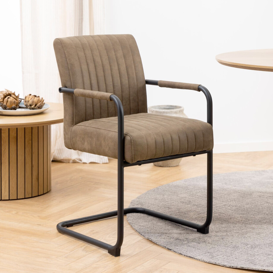 Bendt Eetkamerstoel 'Noud' lederlook, kleur Lichtbruin Bendt Eetkamerstoel 'Noud' lederlook, kleur Lichtbruin afbeelding 1