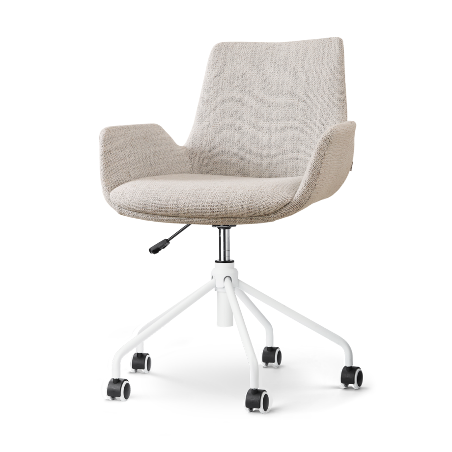 Nout-Eef bureaustoel beige gemêleerd - wit onderstel Nout-Eef bureaustoel beige gemêleerd - wit onderstel afbeelding 1