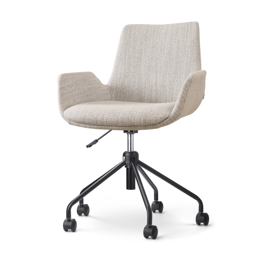 Nout-Eef bureaustoel beige gemêleerd - zwart onderstel Nout-Eef bureaustoel beige gemêleerd - zwart onderstel afbeelding 1