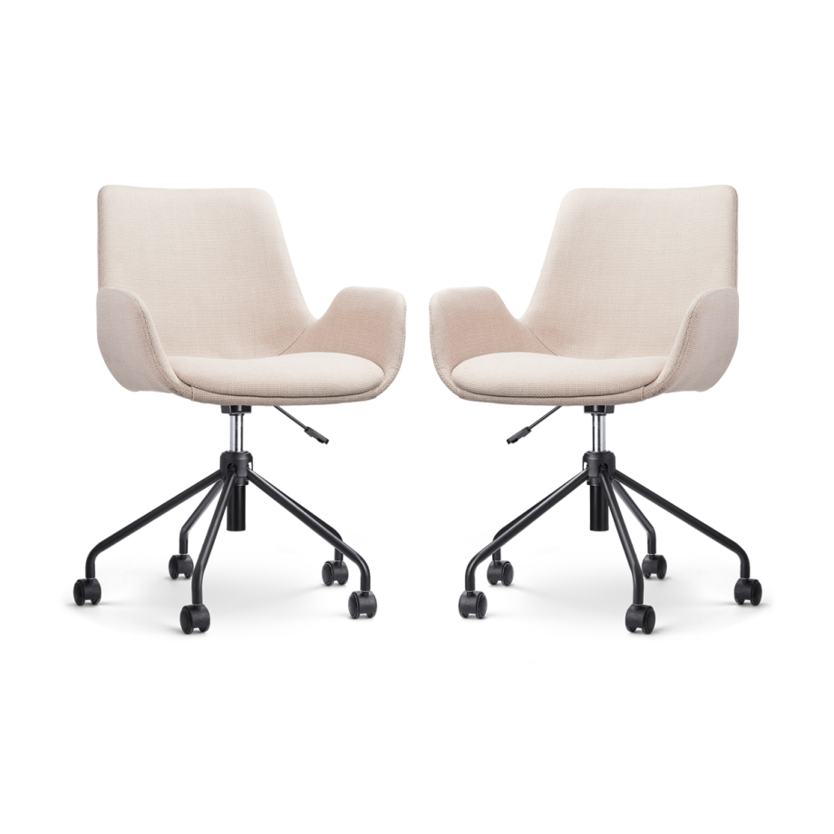 Nout-Eef bureaustoel beige - zwart onderstel - set van 2 afbeelding 1