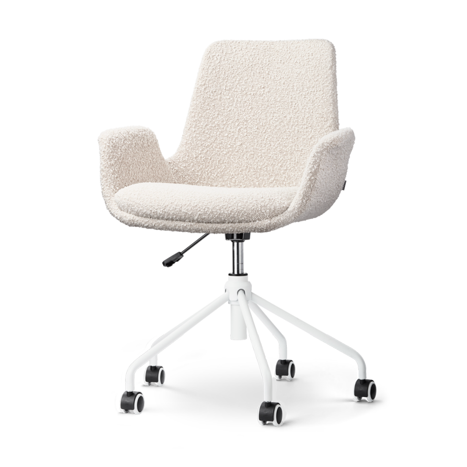 Nout-Eef bureaustoel bouclé beige - wit onderstel Nout-Eef bureaustoel bouclé beige - wit onderstel afbeelding 1