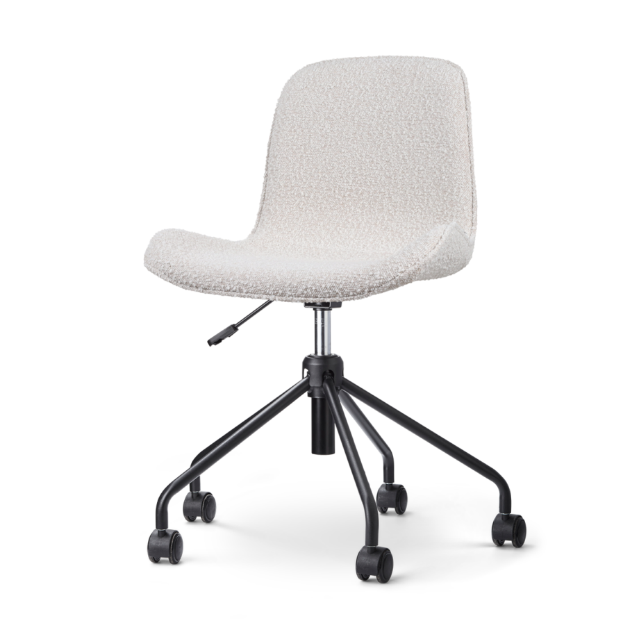 Nout-Fé bureaustoel bouclé beige - zwart onderstel Nout-Fé bureaustoel bouclé beige - zwart onderstel afbeelding 1