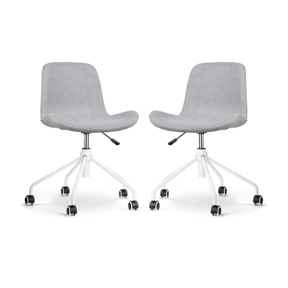 Nout-Fé bureaustoel lichtgrijs - wit onderstel - set van 2 Nout-Fé bureaustoel lichtgrijs - wit onderstel - set van 2 afbeelding 1