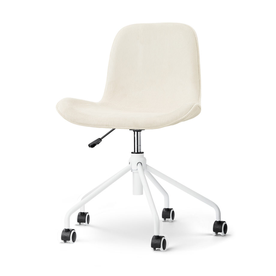 Nout-Fé bureaustoel rib beige - wit onderstel Nout-Fé bureaustoel rib beige - wit onderstel afbeelding 1