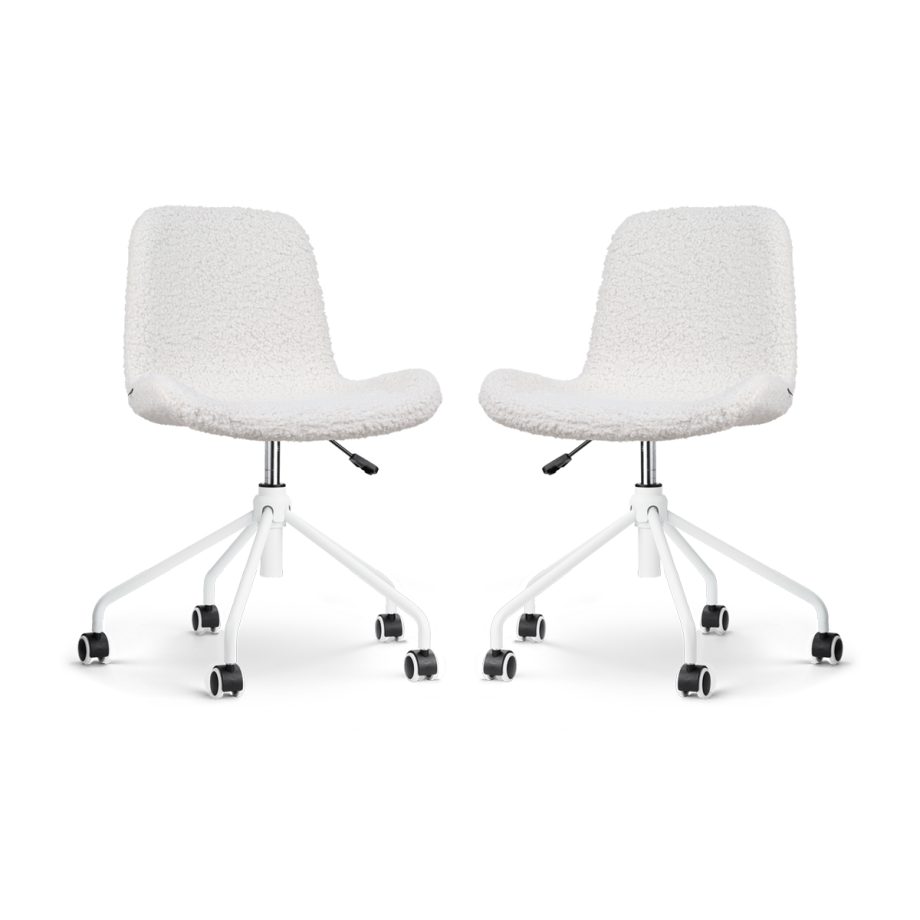 Nout-Fé bureaustoel teddy gebroken wit - wit onderstel - set van 2 Nout-Fé bureaustoel teddy gebroken wit - wit onderstel - set van 2 afbeelding 1