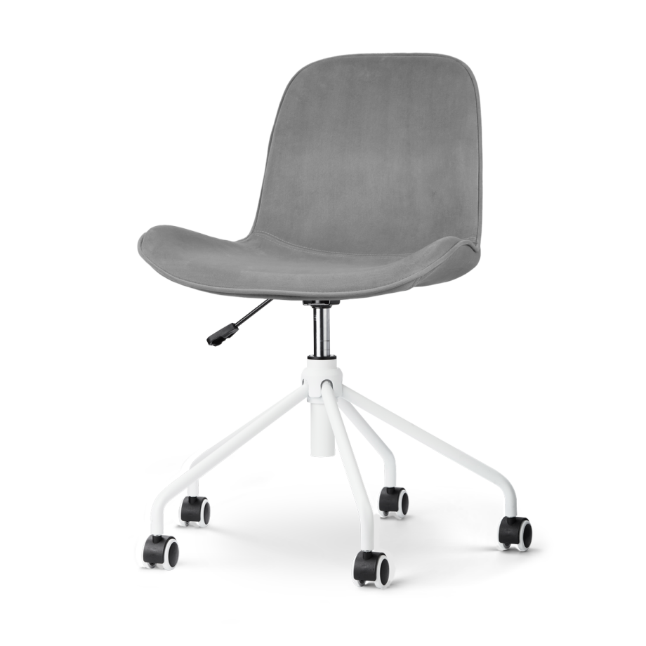 Nout-Fé bureaustoel velvet grijs - wit onderstel Nout-Fé bureaustoel velvet grijs - wit onderstel afbeelding 1
