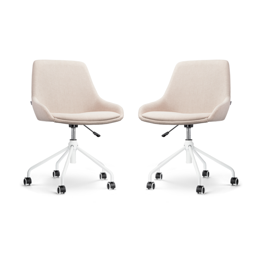 Nout-Isa bureaustoel beige - wit onderstel - set van 2 Nout-Isa bureaustoel beige - wit onderstel - set van 2 afbeelding 1