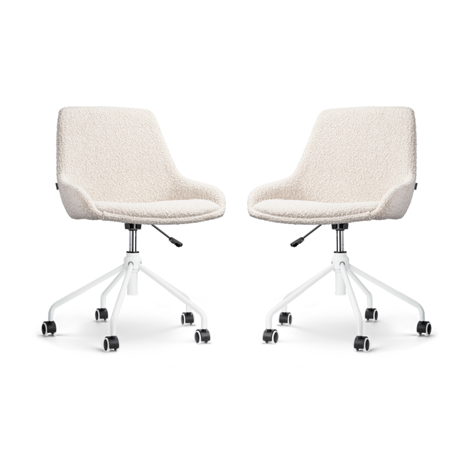Nout-Isa bureaustoel bouclé beige - wit onderstel - set van 2 Nout-Isa bureaustoel bouclé beige - wit onderstel - set van 2 afbeelding 1