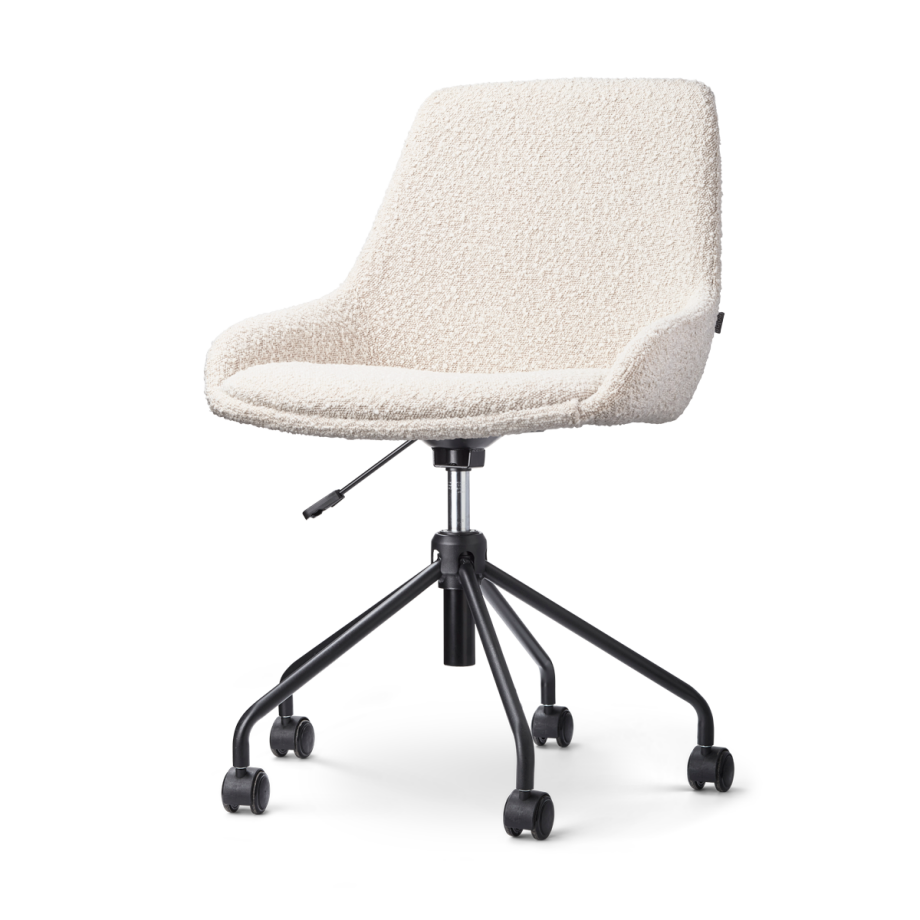 Nout-Isa bureaustoel bouclé beige - zwart onderstel Nout-Isa bureaustoel bouclé beige - zwart onderstel afbeelding 1