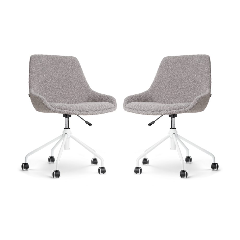 Nout-Isa bureaustoel bouclé taupe - wit onderstel - set van 2 Nout-Isa bureaustoel bouclé taupe - wit onderstel - set van 2 afbeelding 1