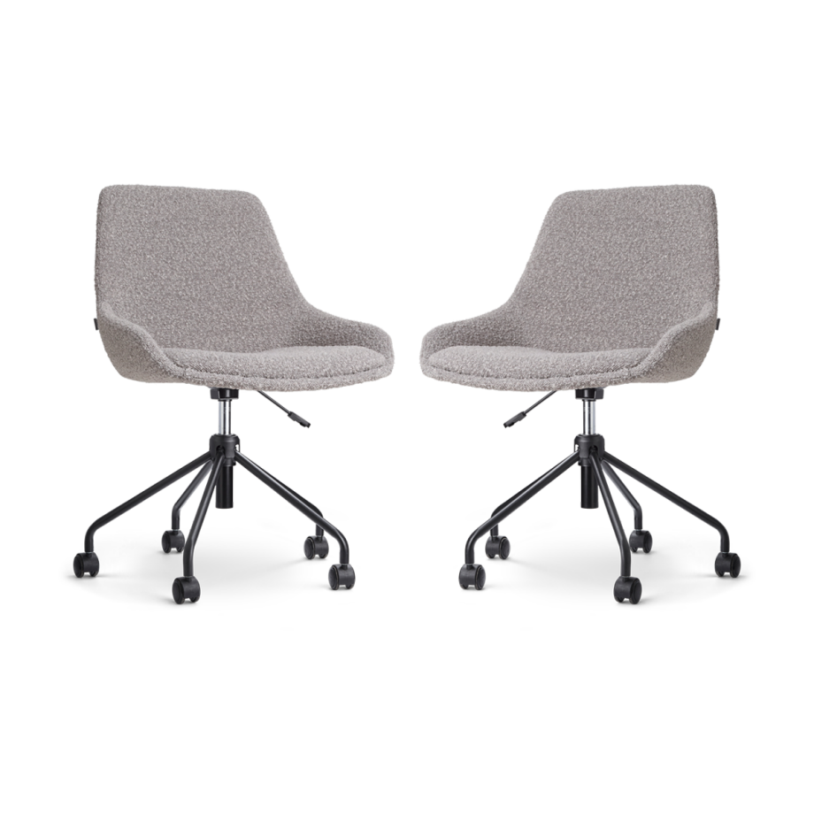 Nout-Isa bureaustoel bouclé taupe - zwart onderstel - set van 2 Nout-Isa bureaustoel bouclé taupe - zwart onderstel - set van 2 afbeelding 1