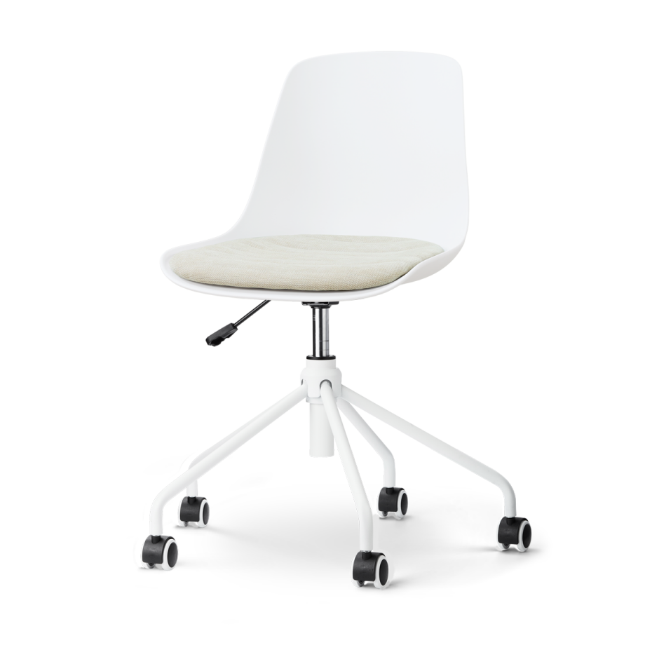 Nout-Liv eetkamerstoel wit met naturelbeige zitkussen - wit onderstel afbeelding 1