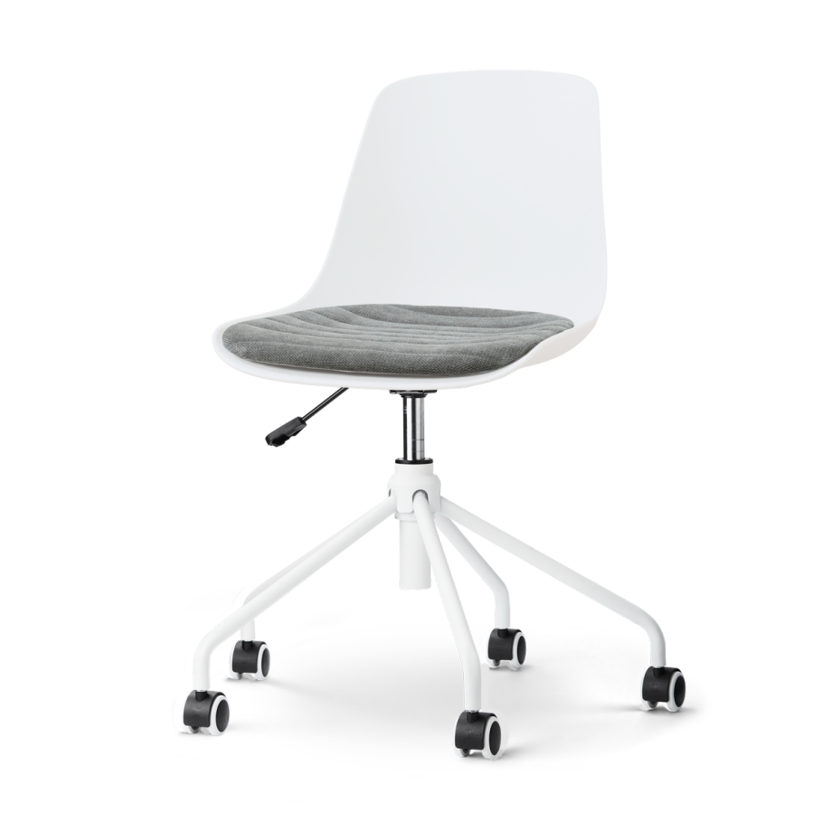 Nout-Liv eetkamerstoel wit met zeegrijs zitkussen - wit onderstel afbeelding 1