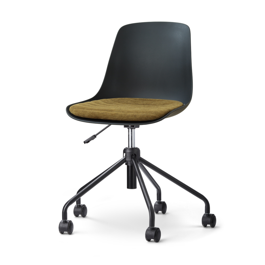 Nout-Liv eetkamerstoel zwart met mosgroen zitkussen - zwart onderstel Nout-Liv eetkamerstoel zwart met mosgroen zitkussen - zwart onderstel afbeelding 1