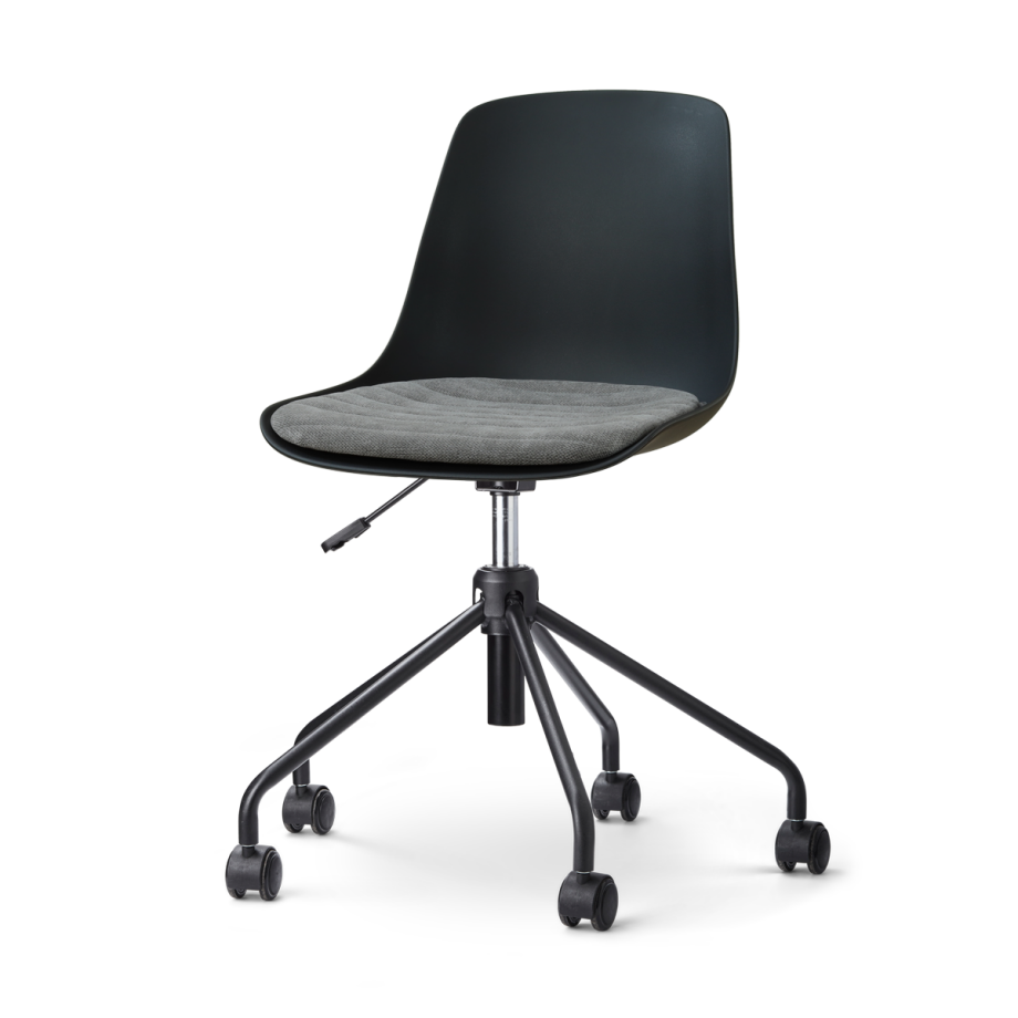 Nout-Liv eetkamerstoel zwart met zeegrijs zitkussen - zwart onderstel afbeelding 1