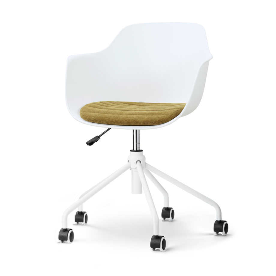 Nout-Liz eetkamerstoel wit met mosgroen zitkussen - wit onderstel afbeelding 1