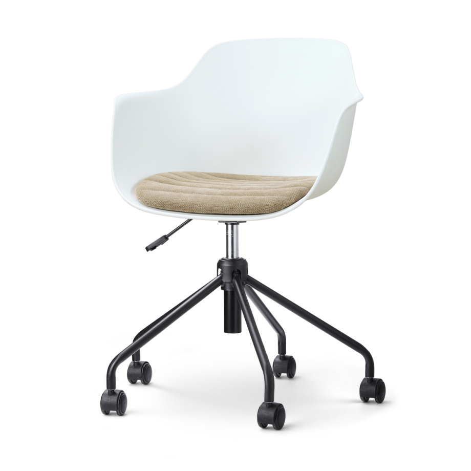 Nout-Liz eetkamerstoel wit met nougatbruin zitkussen - wit onderstel afbeelding 1