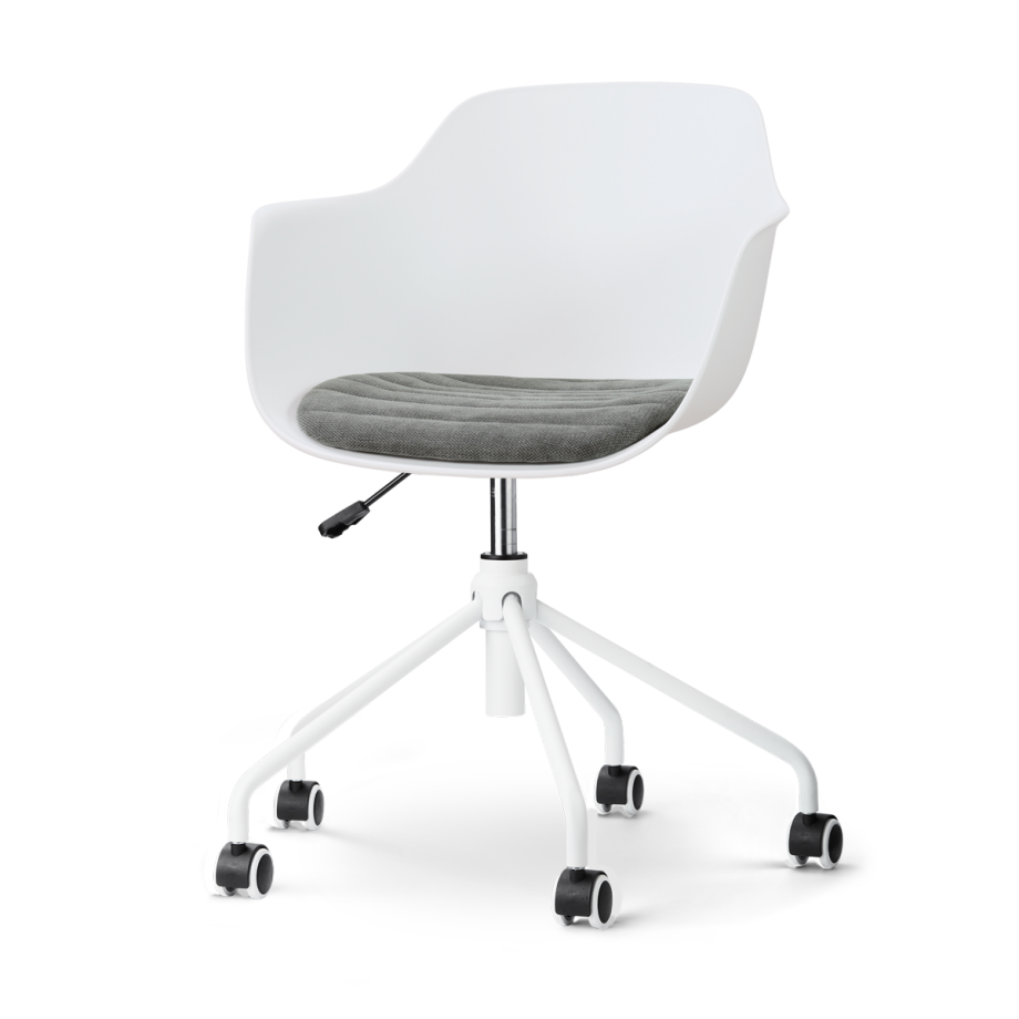 Nout-Liz eetkamerstoel wit met zeegrijs zitkussen - wit onderstel afbeelding 1