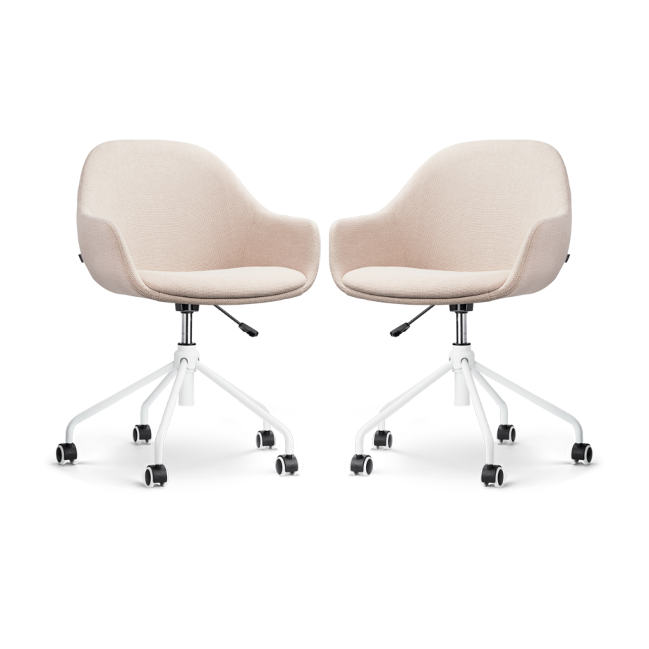 Nout-Mae bureaustoel beige - wit onderstel - set van 2 Nout-Mae bureaustoel beige - wit onderstel - set van 2 afbeelding 1