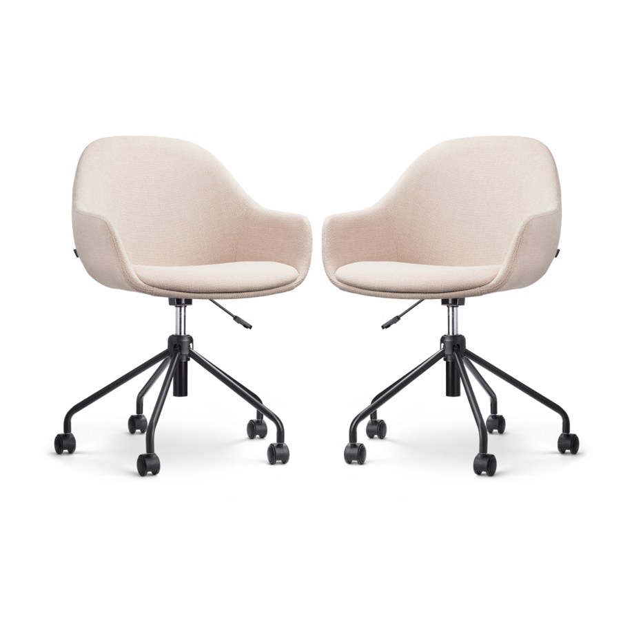 Nout-Mae bureaustoel beige - zwart onderstel - set van 2 Nout-Mae bureaustoel beige - zwart onderstel - set van 2 afbeelding 1