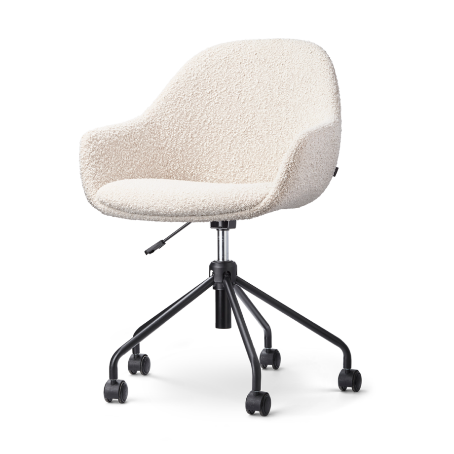 Nout-Mae bureaustoel bouclé beige - zwart onderstel Nout-Mae bureaustoel bouclé beige - zwart onderstel afbeelding 1