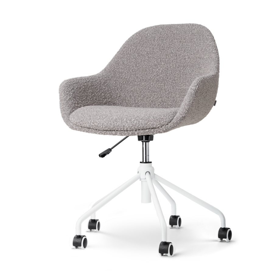 Nout-Mae bureaustoel bouclé taupe - wit onderstel Nout-Mae bureaustoel bouclé taupe - wit onderstel afbeelding 1
