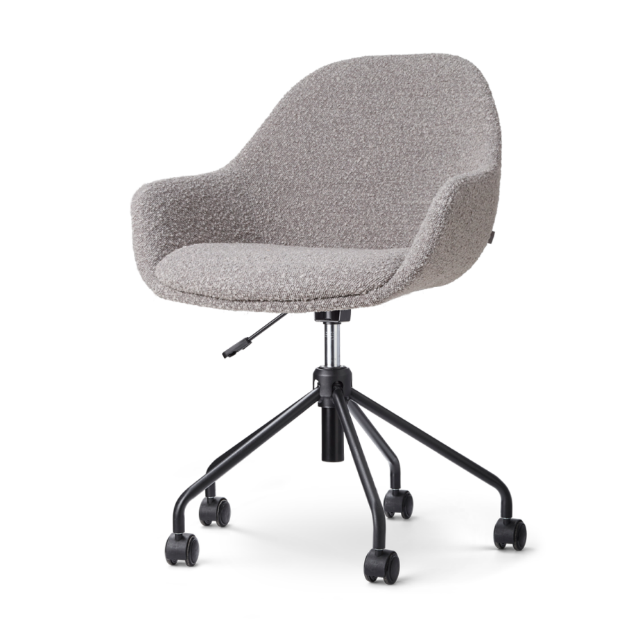 Nout-Mae bureaustoel bouclé taupe - zwart onderstel Nout-Mae bureaustoel bouclé taupe - zwart onderstel afbeelding 1