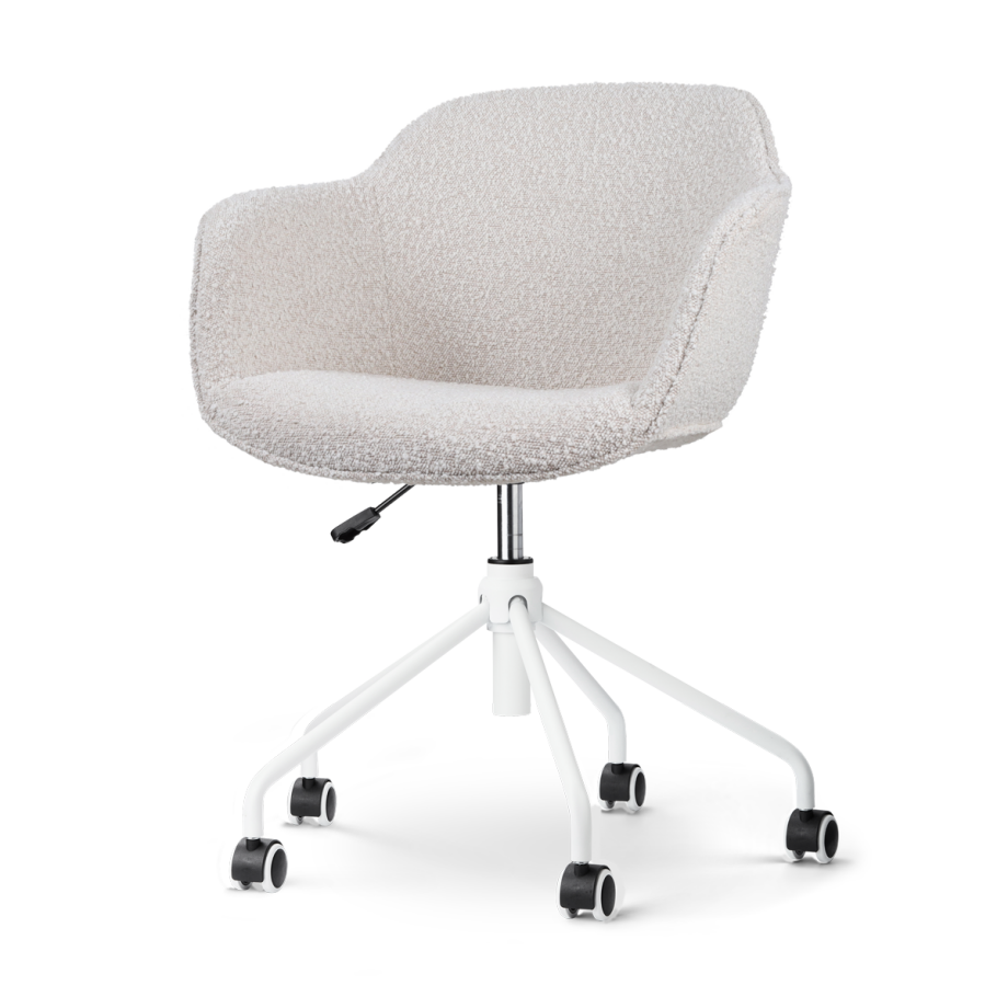 Nout-Mare bureaustoel bouclé beige - wit onderstel Nout-Mare bureaustoel bouclé beige - wit onderstel afbeelding 1