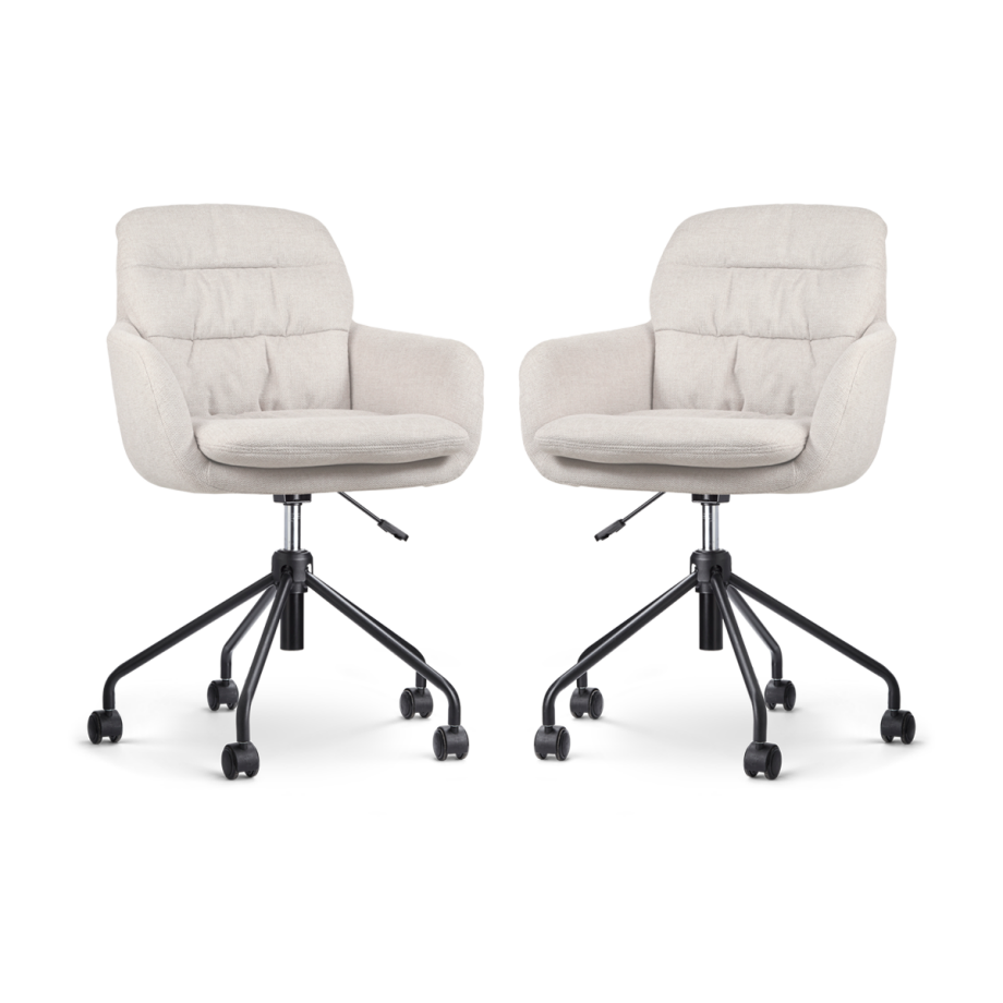 Nout-Mia bureaustoel beige - zwart onderstel - set van 2 Nout-Mia bureaustoel beige - zwart onderstel - set van 2 afbeelding 1