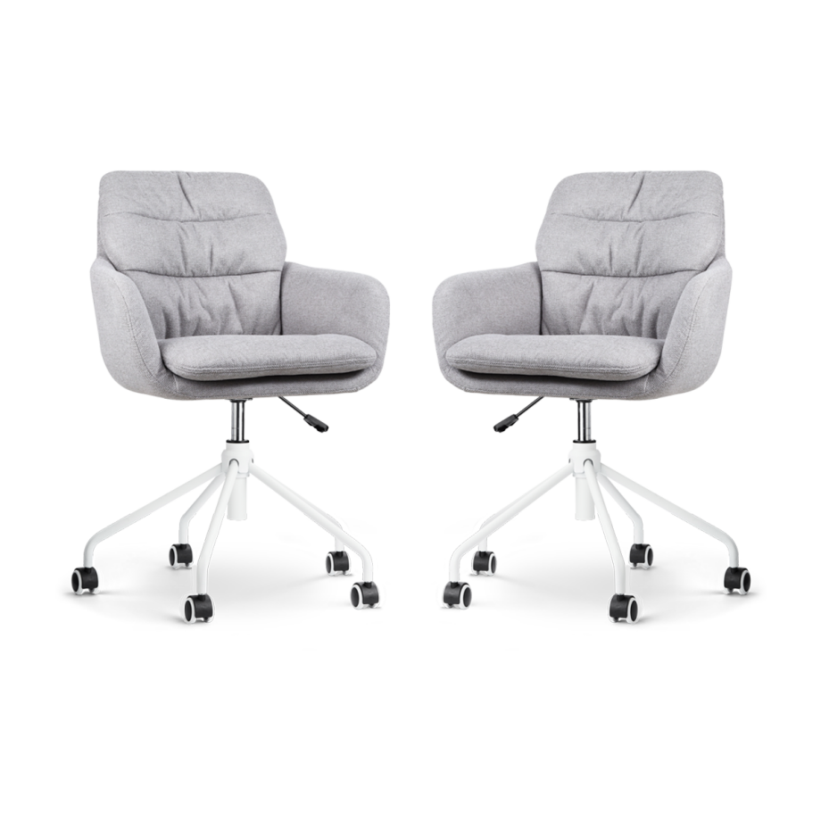 Nout-Mia bureaustoel grijs - wit onderstel - set van 2 Nout-Mia bureaustoel grijs - wit onderstel - set van 2 afbeelding 1