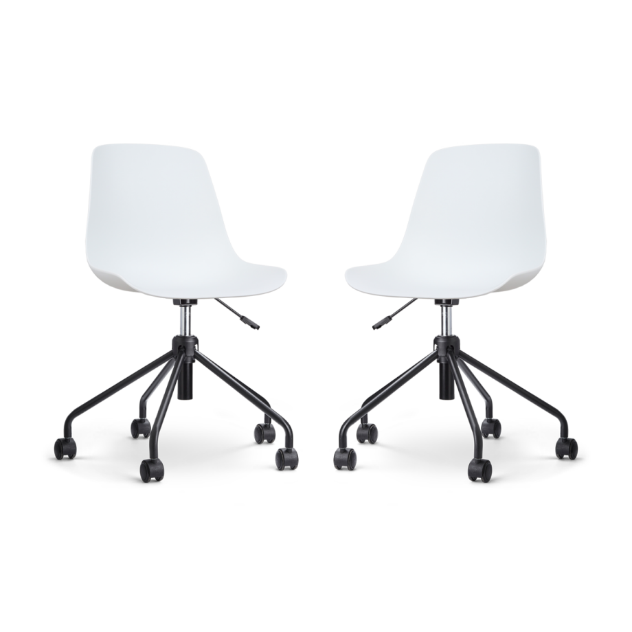 Nout-Pip bureaustoel wit - zwart onderstel - set van 2 Nout-Pip bureaustoel wit - zwart onderstel - set van 2 afbeelding 1