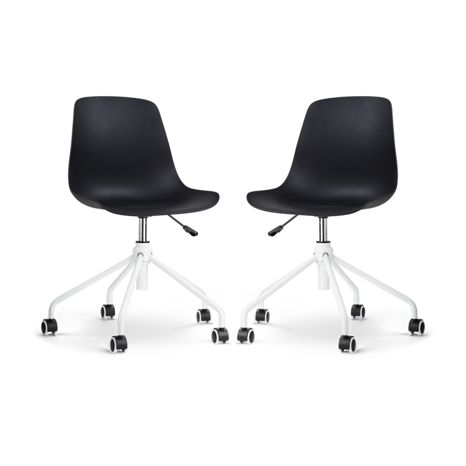 Nout-Pip bureaustoel zwart - wit onderstel - set van 2 Nout-Pip bureaustoel zwart - wit onderstel - set van 2 afbeelding 1